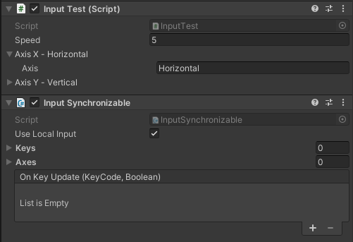 Inspector setup of SyncedAxis